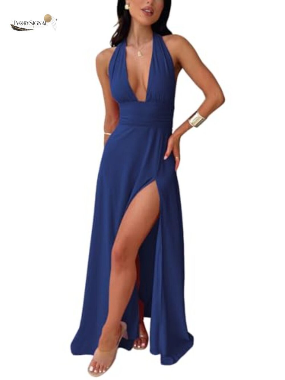 Halter Maxi Dress Sleeveless Backless Long Formal Club Night Out